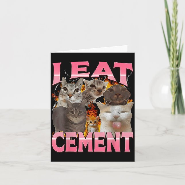 Jag äter cement Rolig katt meme Internet memes Rol Kort (Framsida)