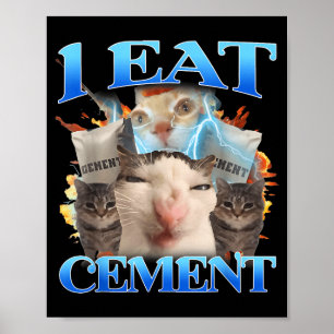 Jag äter cement Roligt katt meme män kvinnor barn  Poster