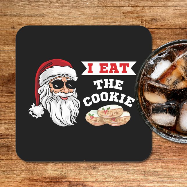 Jag äter Cookie Funny Dirty Joke Santa Underlägg Papper Kvadrat (I Eat The Cookie Funny Dirty Joke Santa Christmas Square Paper Coaster
)