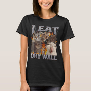 Jag äter gipsskiva Rollig Katt Meme Bootleg Grafis T Shirt
