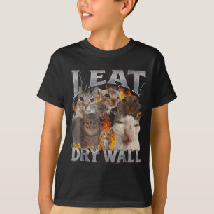 Jag äter gipsskiva Rollig Katt Meme Bootleg Grafis T Shirt