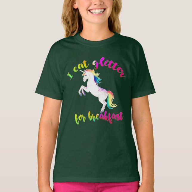 Jag äter glitter för frukost, lustigt ungdom Unico T Shirt (Framsida)
