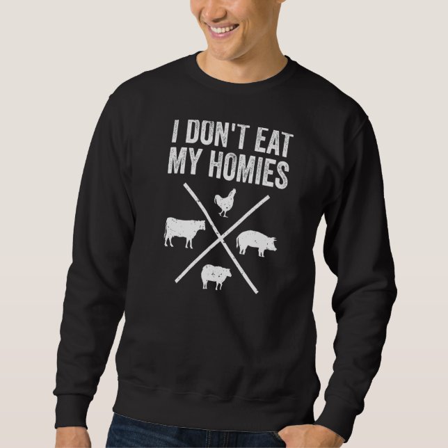 Jag äter inte mina Homies Funny Vegetarian Lång Ärmad Tröja (Framsida)