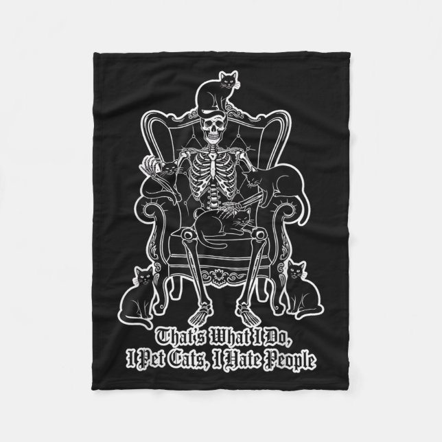 Jag äter katter jag hatar folk Skeleton Cat Lover  Fleecefilt (Framsidan)