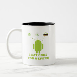 Jag äter kodifierar för ett bosatt (bärare) Två-Tonad mugg