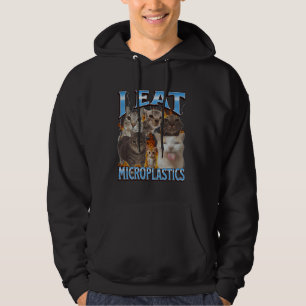 Jag äter mikroplaster Rollig katt meme bootleg gra Hoodie