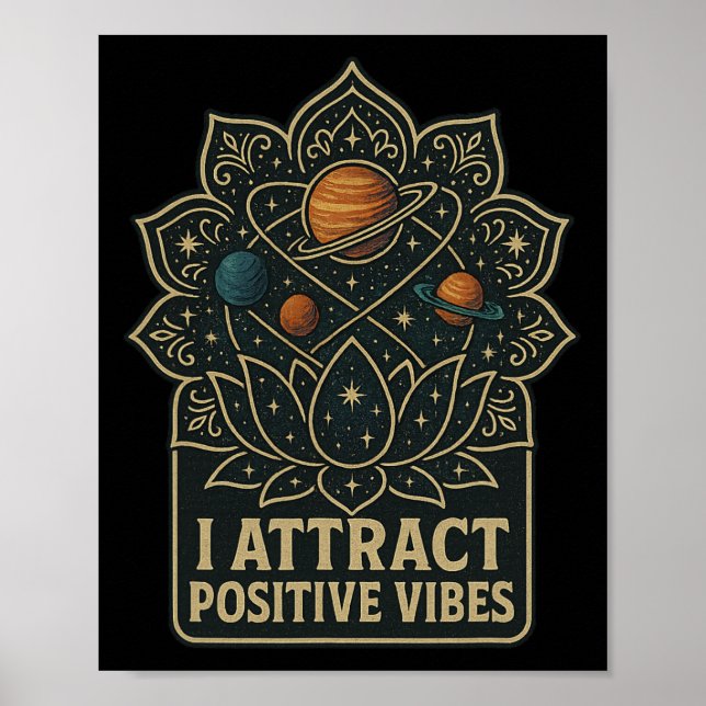 Jag attraherar positiv vibbmanifestation Celestial Poster (Framsidan)