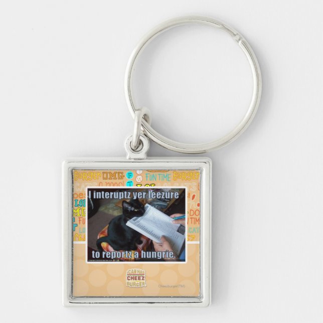 Jag avbryter yer Leezure Fyrkantig Silverfärgad Nyckelring (Framsidan)