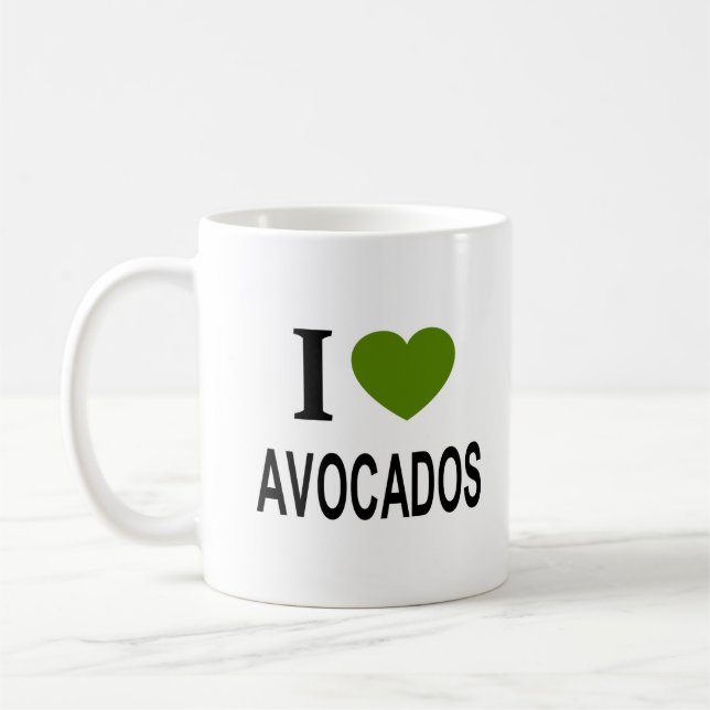 Jag ❤️ AVOCADOS med grönt hjärta I KÄRLEK AVOCADOS Kaffemugg (Vänster)