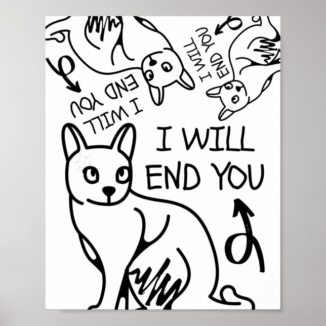 Jag avslutar dig, Gamer Funny Minimal Cute Black C Poster (Framsidan)