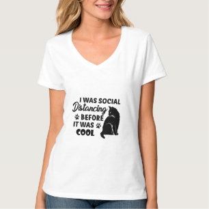 Jag avstånd social innan det var coola katter t shirt