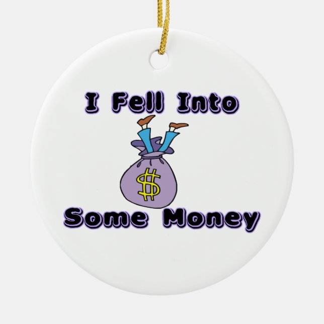 Jag avverkar in i några pengar julgransprydnad keramik (Framsidan)