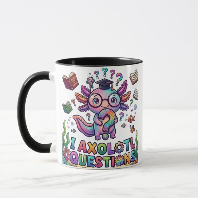 Jag Axolotl Frågor Examen present - Rolig Existent Mugg (Vänster)