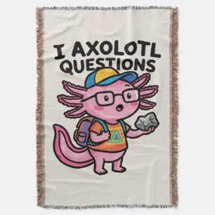 Jag Axolotl Frågor skolbarn håller sten nyfikenhet Filt