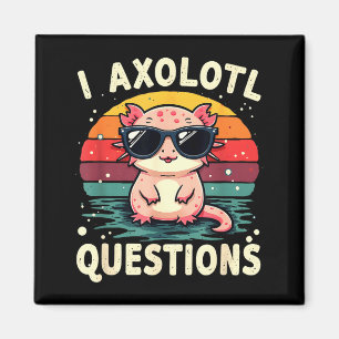 Jag Axolotl Frågor Söt Rolig Retro Solnedgång Desi Magnet