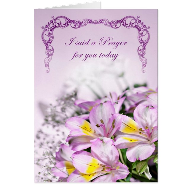 Jag bad dig med alstromeriska lilies hälsningskort (Framsidan)