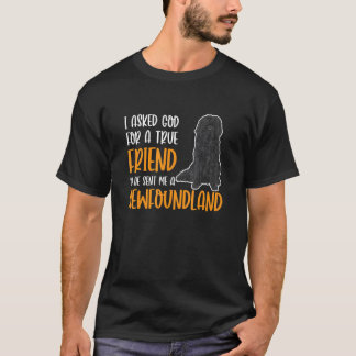 Jag bad Gud om en sann vän Newfie Newfoundland T Shirt