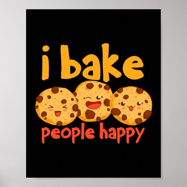 Jag Bake People Lycklig Baker Cookie Poster (Framsidan)