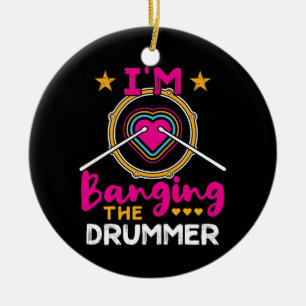 Jag banglar Drummer Funny Maka GF Julgransprydnad Keramik