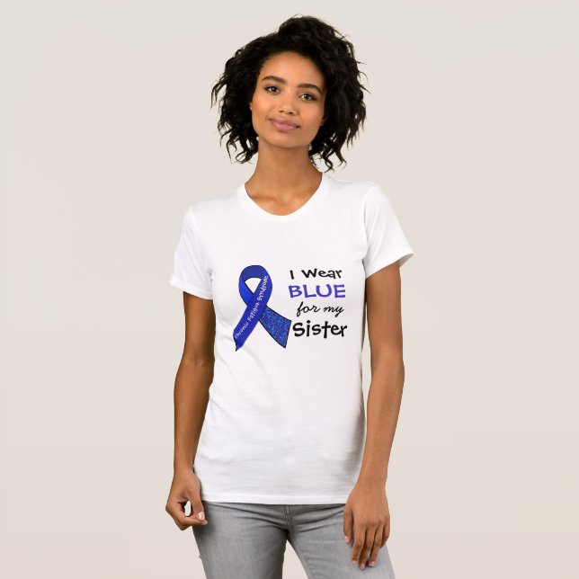 Jag bär blå e för min syster CFS-tröja T Shirt (Hel framsida)