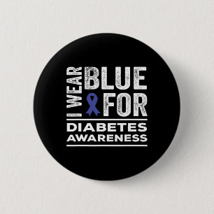Jag bär blått för diabetesmedvetandemånaden Blått Knapp