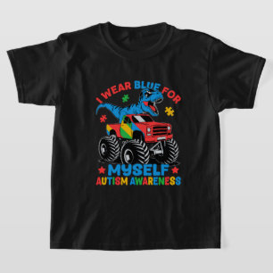 Jag bär blått för mig själv Autism Acceptans Dino T Shirt