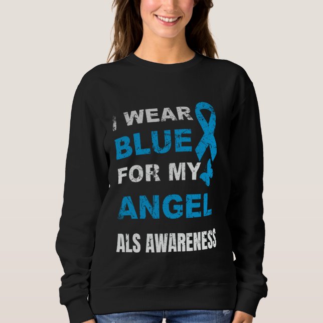 JAG BÄR BLÅTT FÖR MIN ÄNGELS ALS-MEDVETENHET T SHIRT (Framsida)