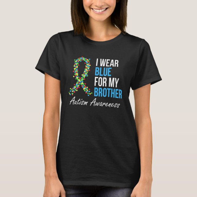 Jag bär blått för min bror Autism Acceptans Band T Shirt (Framsida)