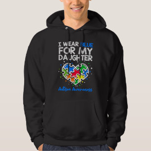 Jag bär blått för min dotter Autism Acceptans Mamm Hoodie