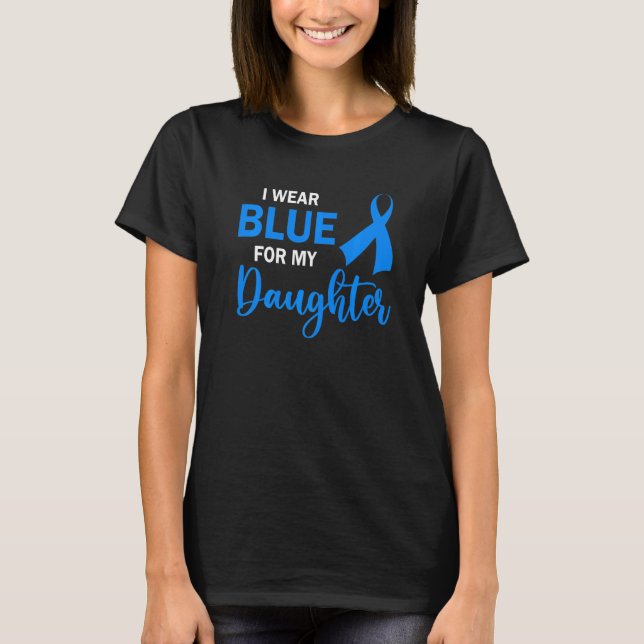 Jag bär blått för min dotter Autism Acceptans Ribb T Shirt (Framsida)