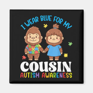 Jag bär blått för min kusin Autism Acceptans Bigfo Magnet