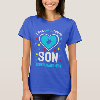 Jag bär blått för min son Autism Acceptans Mamma P T Shirt
