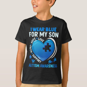 Jag bär blått för min son Autismmedvetandedagen Au T Shirt