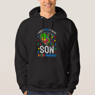 Jag bär blått för min son Autismmedvetenhet Hoodie