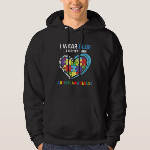 Jag bär blått för min son Autismmedvetenhet månad Hoodie