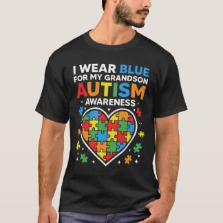 Jag bär blått för min sonson Autism medvetenhet T Shirt