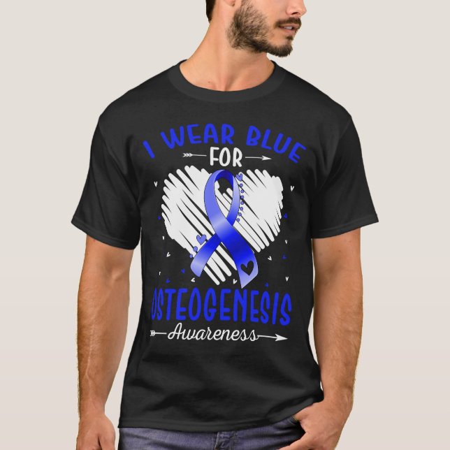 Jag bär blått för OSTEOGENES Medvetenhet T Shirt (Framsida)