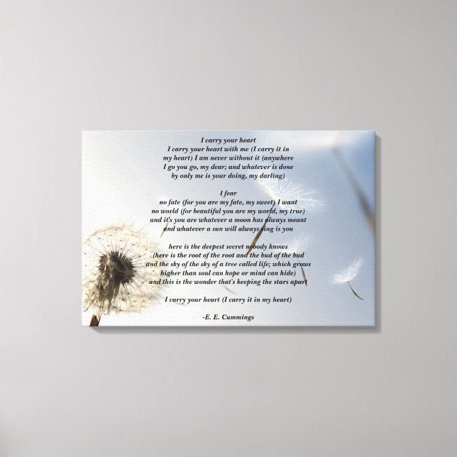 Jag bär ditt hjärta dikt med E. E. Cummings Canvastryck (Framsida)