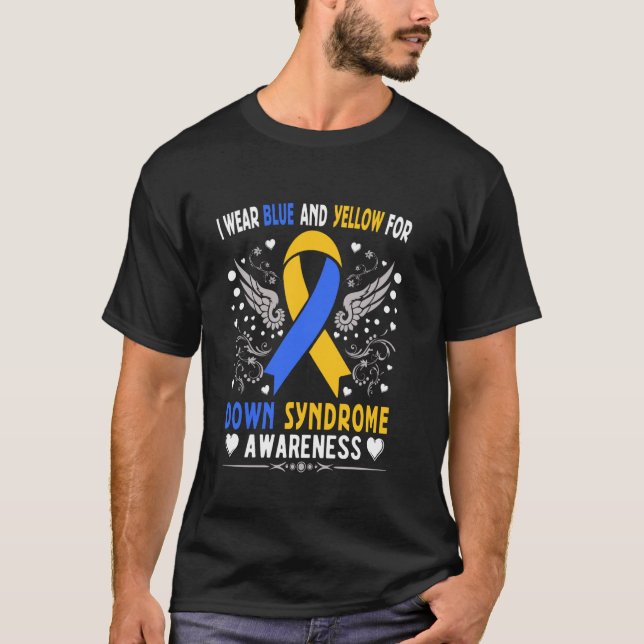 Jag bär för Downs syndrom medvetenhet T Shirt (Framsida)