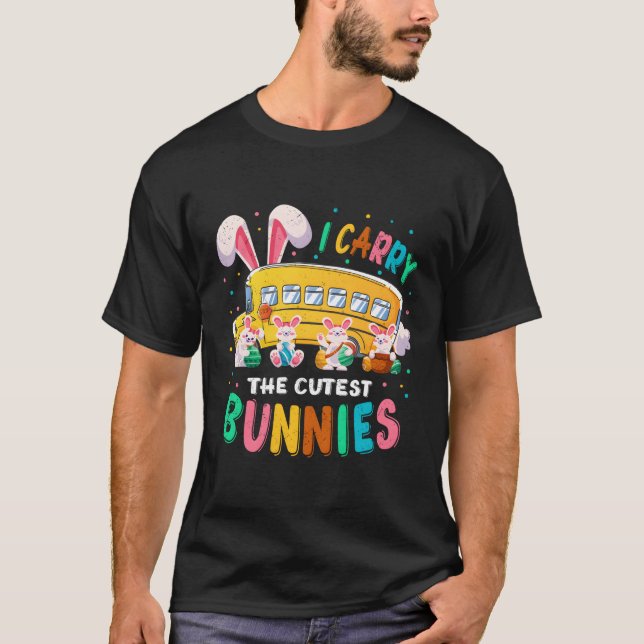 Jag bär föraren Påsk Da vid St Bunnies School Buss T Shirt (Framsida)