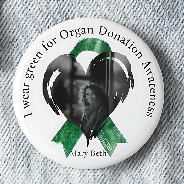 Jag bär grönt för medvetenhet om organdonation Fot Knapp (Skapare uppladdad)