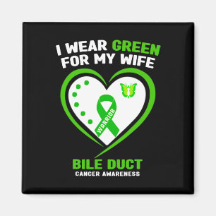 Jag bär grönt för min fru Gallgångscancer medveten Magnet