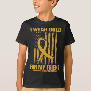 Jag bär guld för min vän Barndomscancer Medvetenhe T Shirt