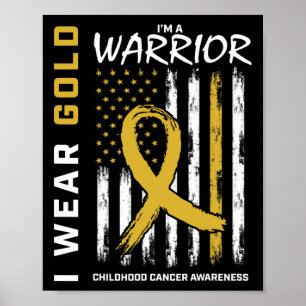 Jag bär guld krigare Barncancer medvetenhet Ame Poster