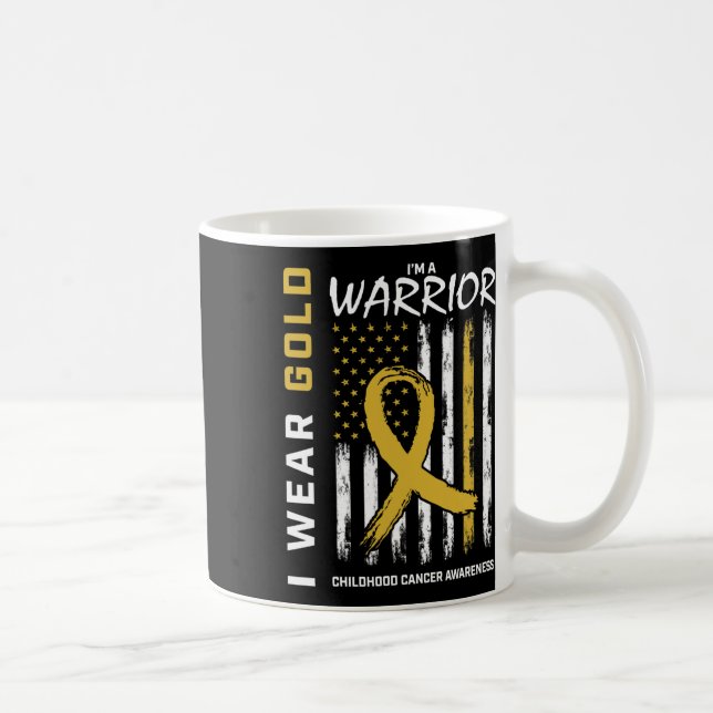 Jag bär guld krigare barndomscancer medvetenhet Am Kaffemugg (Höger)