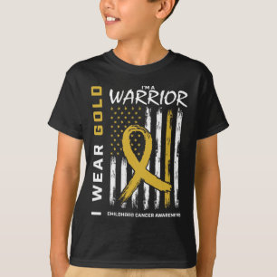 Jag bär guld krigare barndomscancer medvetenhet Am T Shirt
