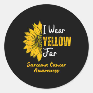 Jag bär gult för sarkomcancermedvetenhet Sunflow Runt Klistermärke