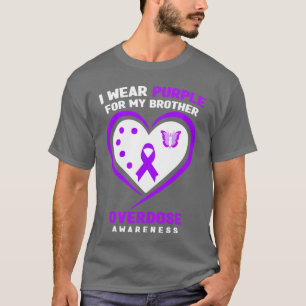 Jag bär lila för min bror för överdosmedvetenhet L T Shirt