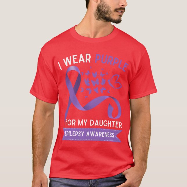Jag bär lila för min dotters epilepsi flicka t shirt (Framsida)