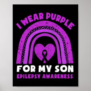 Jag bär lila för min son Epilepsi Medvetenhet Rain Poster
